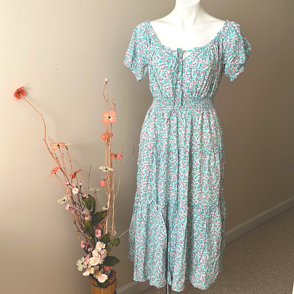 J Crew Puff-sleeve Midi Dress in Floral